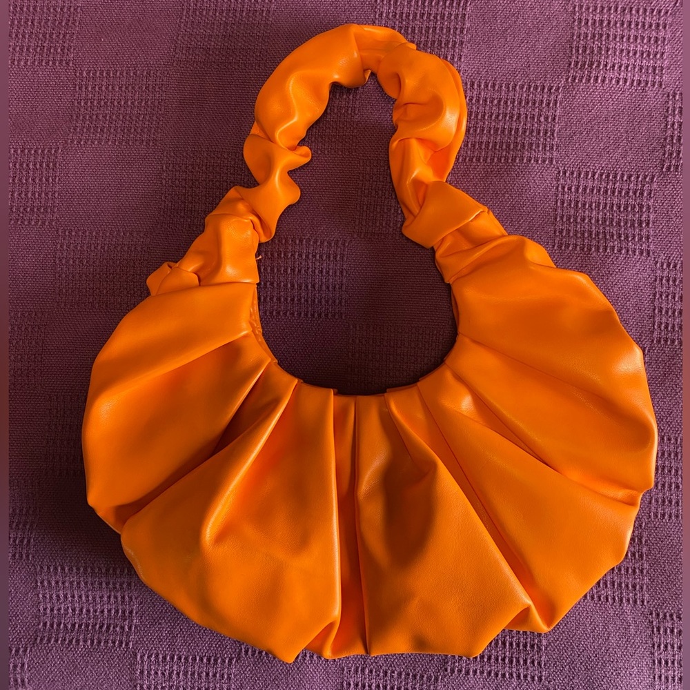 Orange Ruched Handbag